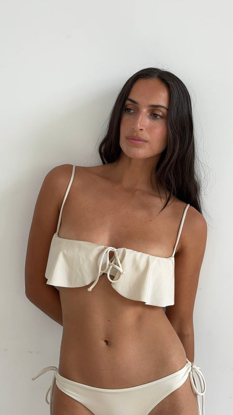 Petal Bandeau Top in White Pearl
