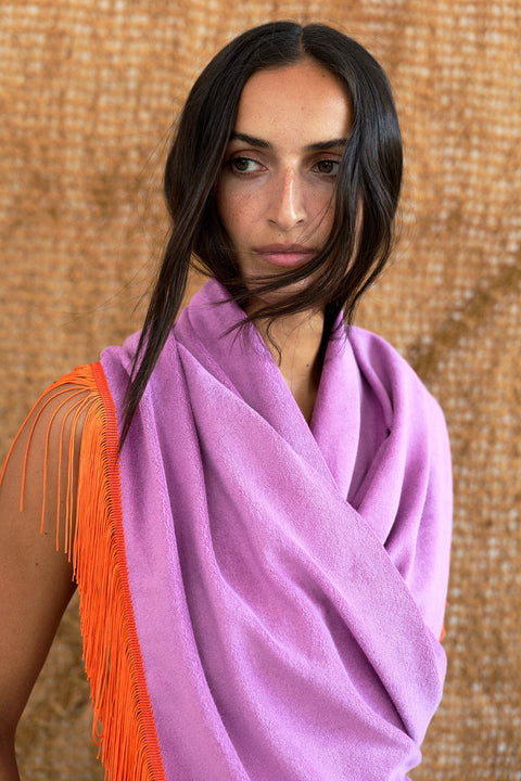 Crossed Poncho in Lavender Tangerine