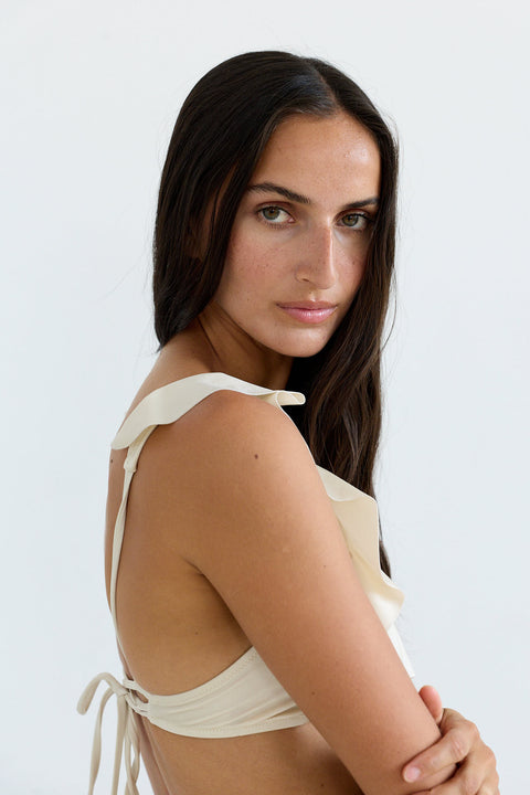 Scoop Top in White Pearl