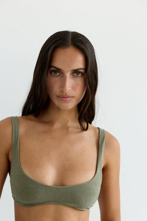 Scoop Top in Cactus Green