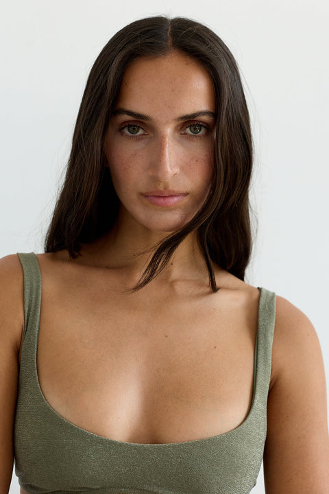 Scoop Top in Cactus Green