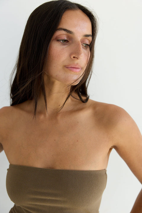 Tube Top in Chestnut Corduroy