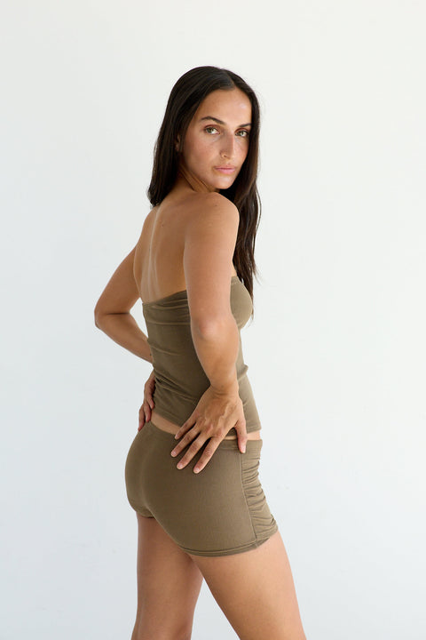 Tube Top in Chestnut Corduroy